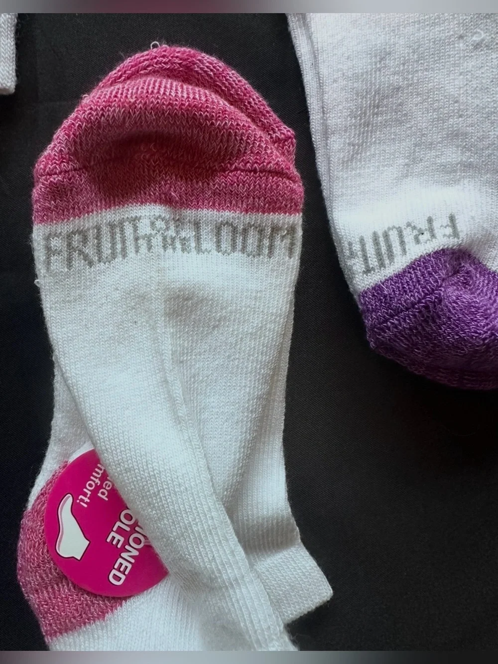 C15 Kids White Low-Cut Athletic Socks with Pink & Purple Accents, 7 pairs